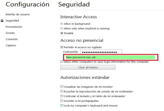 Confiramcion cambio contraseña correctamente AnyDesk
