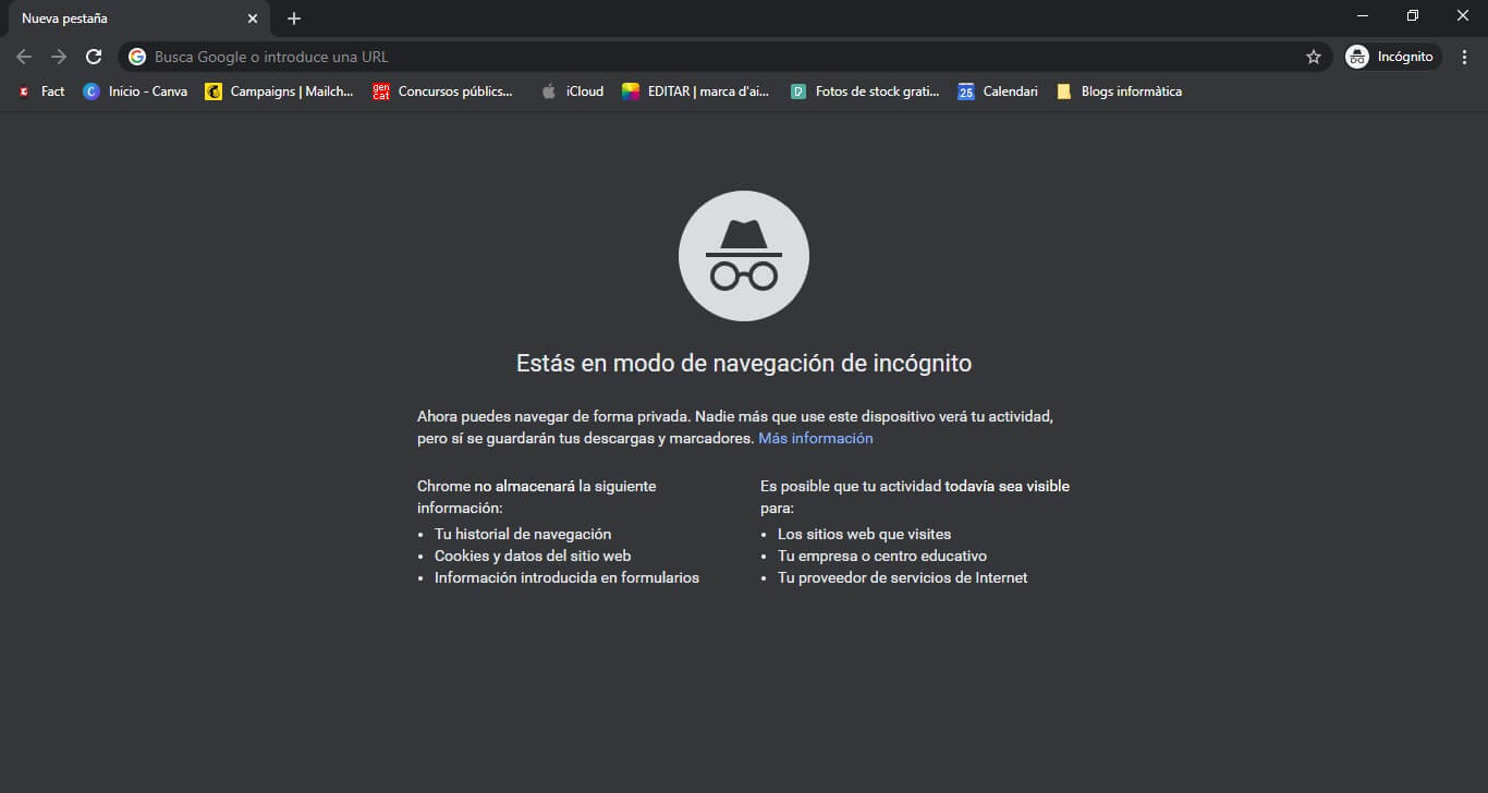 Acceso rápido al modo incógnito de Google